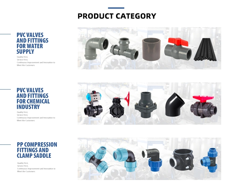 PVC Plastic Rubber Ring Joint Fitting Pn10 Equal Tee Elbow Coupling