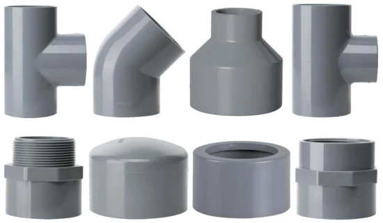 Высококачественные пластиковые фитинги для труб стандарта DIN и ASTM Sch80, соединительные муфты и фитинги для труб из ПВХ, фитинги для напорных труб из ПВХ для промышленных систем.